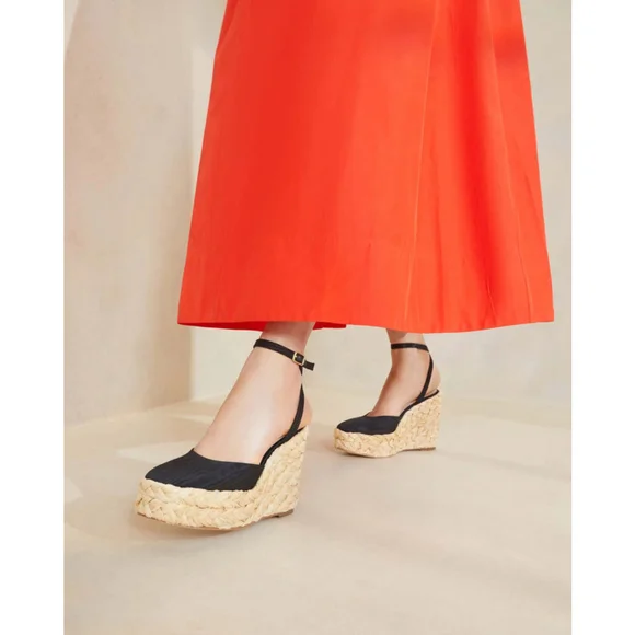 NWT Loeffler Randall Tallulah Black Wedge Womens Espadrille $325 - Size 8.5 EU39